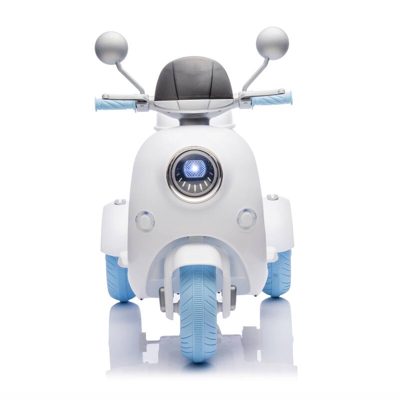 12V Ride-On Two-Seater Motorcycle for Kids, Three-Wheel Design, USB, Bluetooth, Adult Seat Flip, and Storage for Ages 3-6.