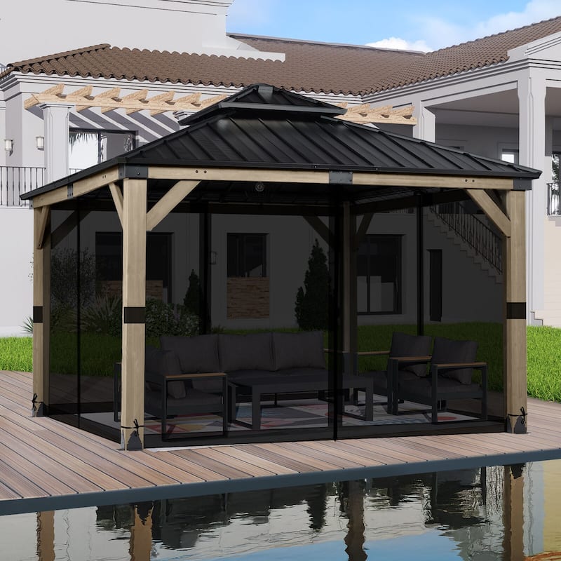Aoodor 10'x10' Replacement Gazebo Mosquito Netting 4 Panels Sidewalls