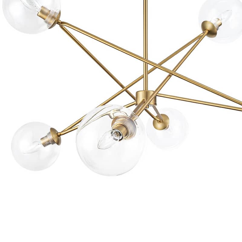 Modern Minimalist 6-Light Clear Glass Bubble Sputnik Chandelier 34.6in