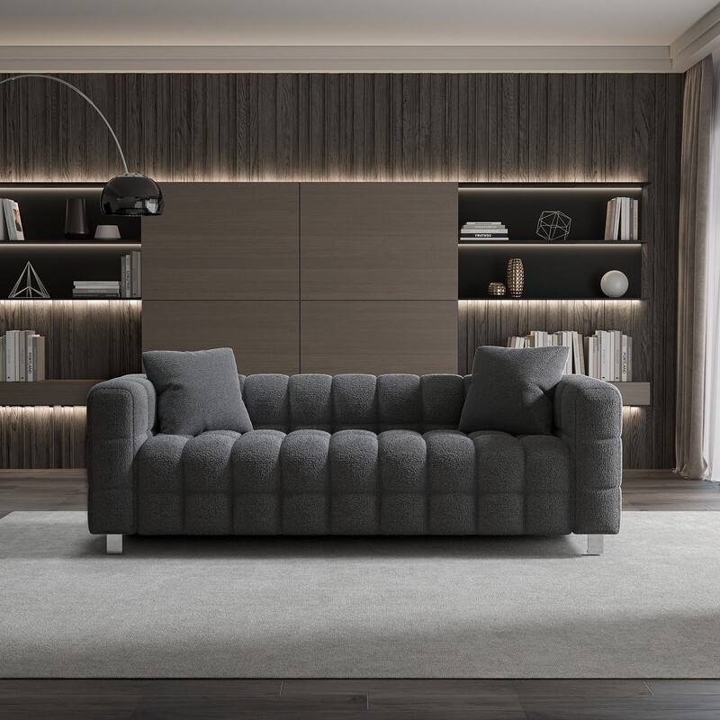 Premium 80-inch Wool Sofa with High-Density Foam Filling and Bonus Cushions
