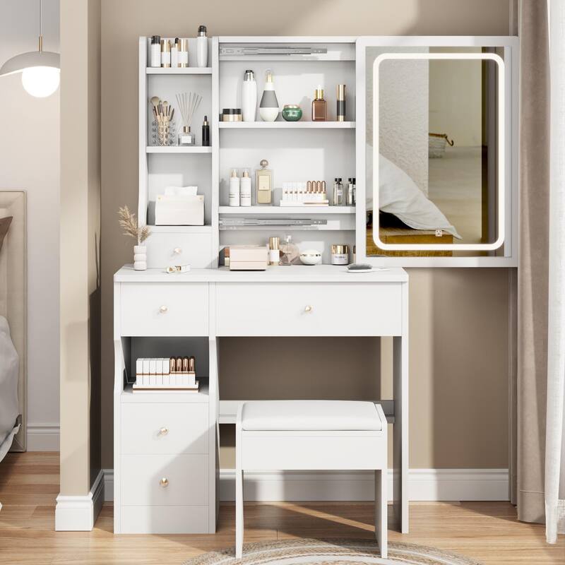 Left Drawer Desktop Makeup Vanity Table