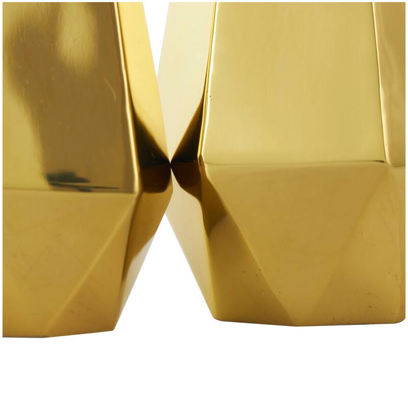 Silver or Gold Stainless Steel Metal Hexagon Shaped Geometric Vase with Varying Heights (Set of 3)