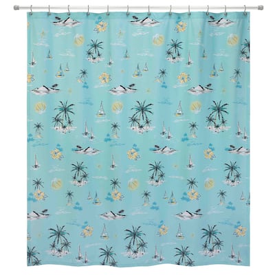 Izod Tropical Mode Aqua Shower Curtain