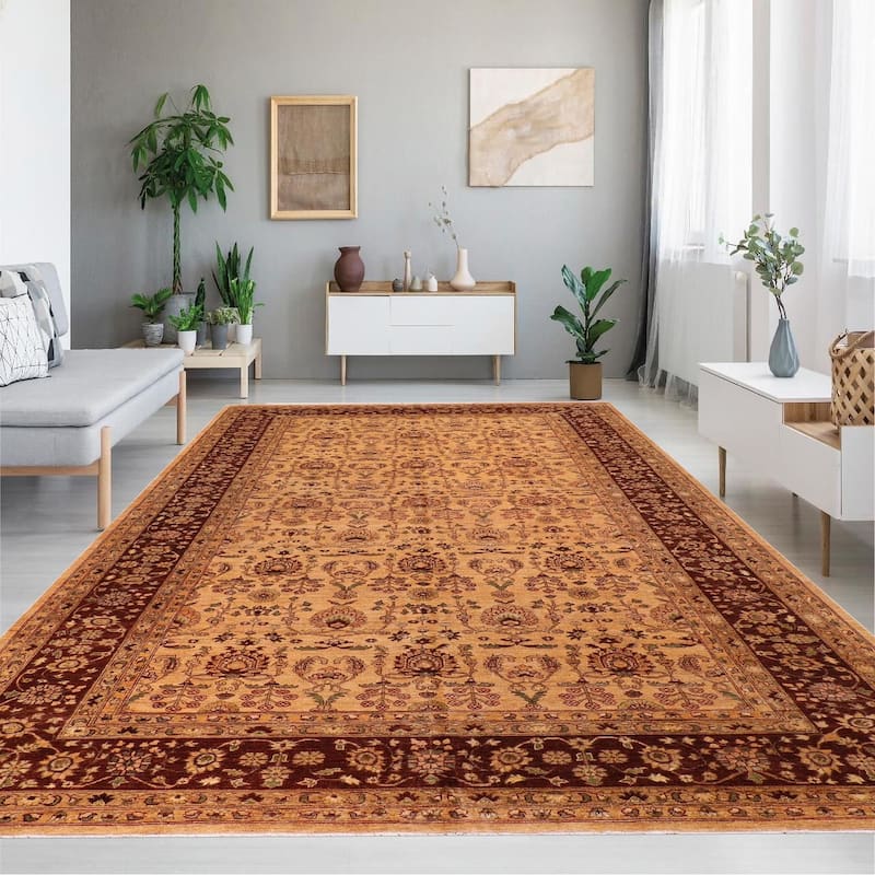 Bohemian Ziegler Basilia Gold Brown Hand-Knotted Wool Rug - 10'1'' x 15'8''