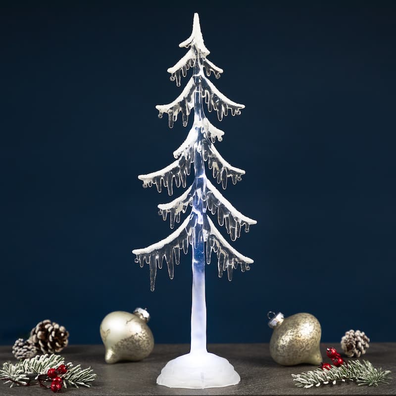 LED Lighted Acrylic Icicle Tree Christmas Decoration - 18"
