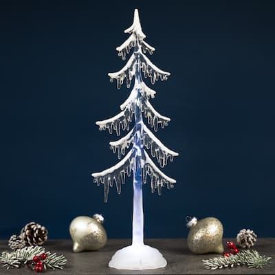 LED Lighted Acrylic Icicle Tree Christmas Decoration - 18"