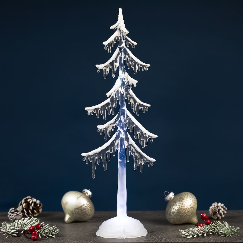 LED Lighted Acrylic Icicle Tree Christmas Decoration - 18"