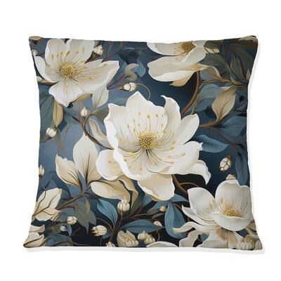 Designart "White And Green Rose Flowers III" Floral Printed Throw Pillow