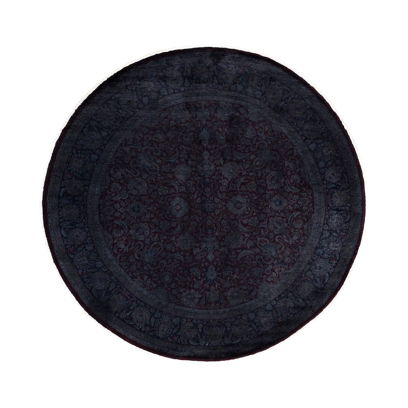 Overdyed One-of-a-Kind Hand-Knotted Area Rug - Black - 8' 1" x 8' 1"