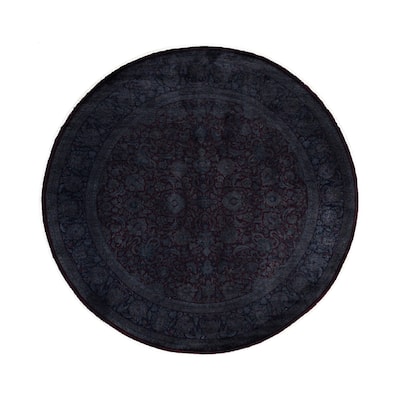 Overdyed One-of-a-Kind Hand-Knotted Area Rug - Black - 8' 1" x 8' 1"