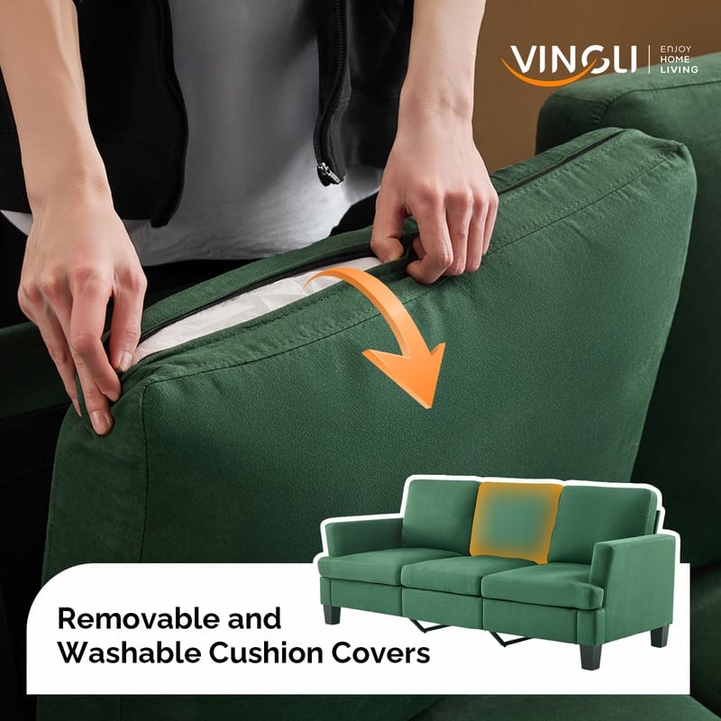 83.5" Upholstered Square Arm Suede Sofa