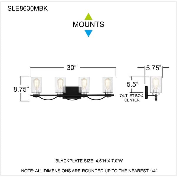 Salem 4-Light Matte Black Vanity Light - Matte Black