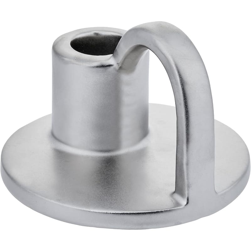 Titanium Silver Set of Two Elise Short Ceramic Candlesticks Aria Home