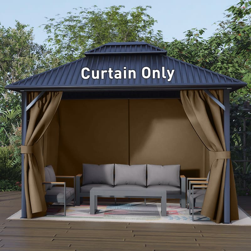 Aoodor Gazebo Curtain Replacement - Patio Privacy Curtains with Double Zipper(Curtain Only)