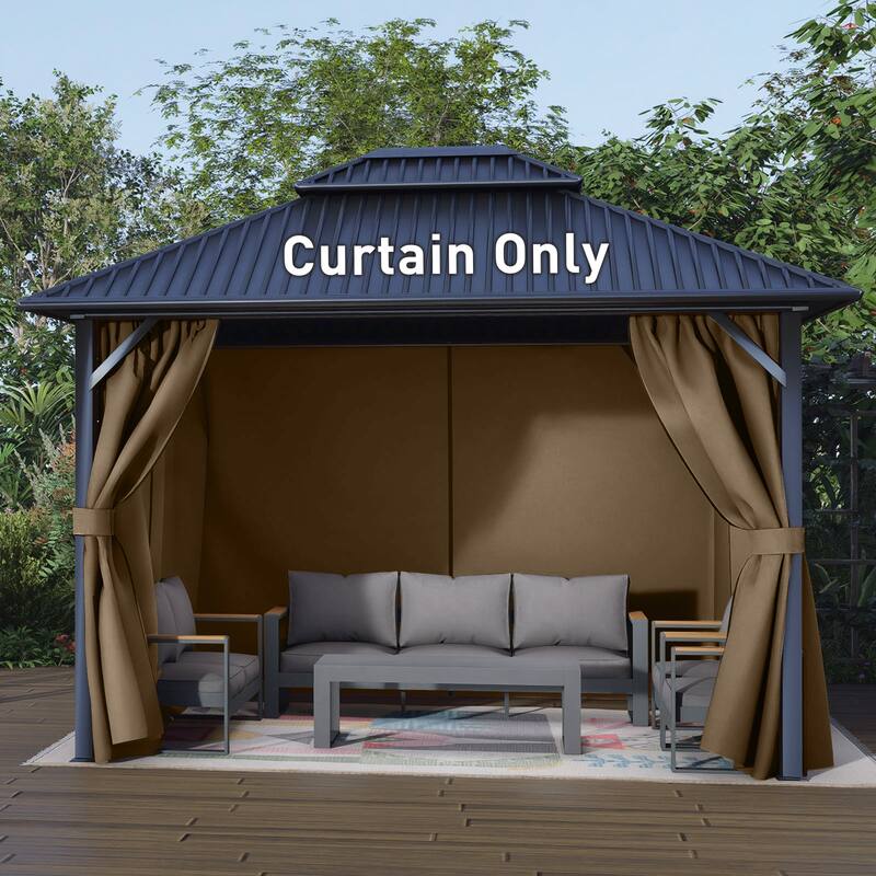 Aoodor Gazebo Curtain Replacement - Universal 4-Panel Sidewalls 10' x 13', Curtain Only