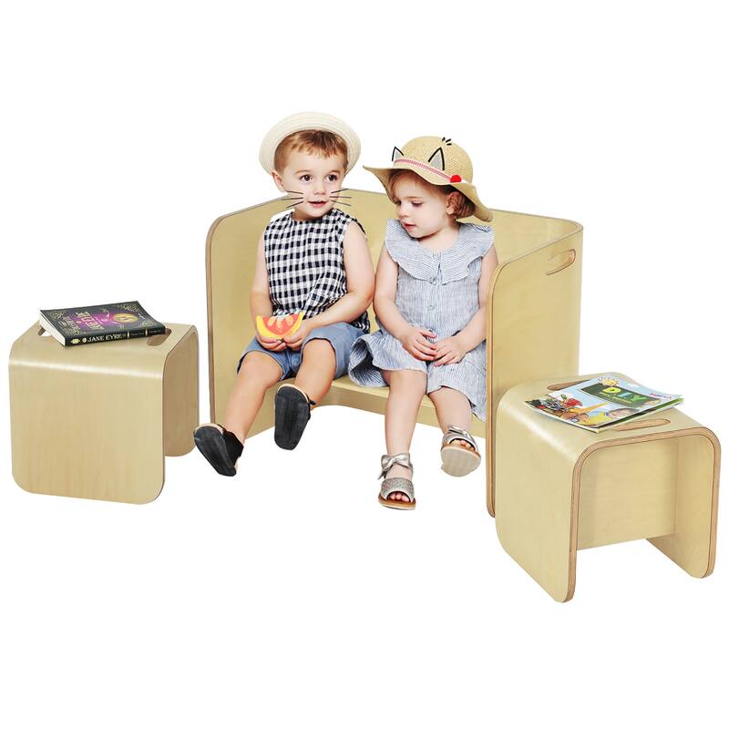 Costway 3 PCS Kids Wooden Table & Chair Set Children Multipurpose - See Details