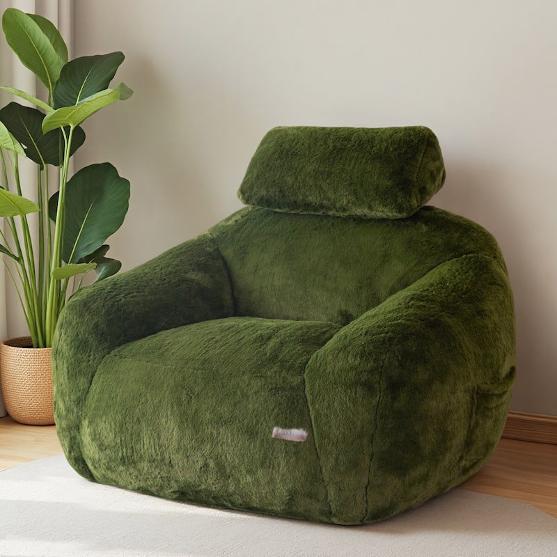 Giant Bean Bag Sofa Chair with a Pillow - Green