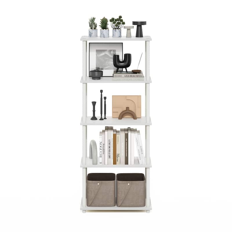 5 Tiers Wood Household Shelving Unit in White (23.6 in. W x 57.4 in. H x 11.6 in. D) - 23.6