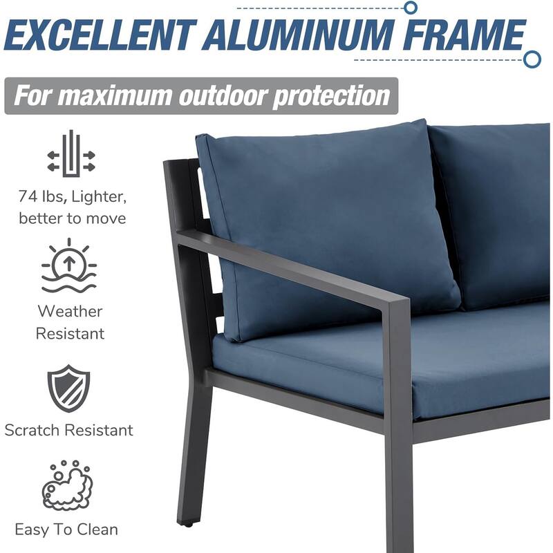 AECOJOY Metal Patio Furniture Set 7 Pieces Modern Outdoor Conversation Set