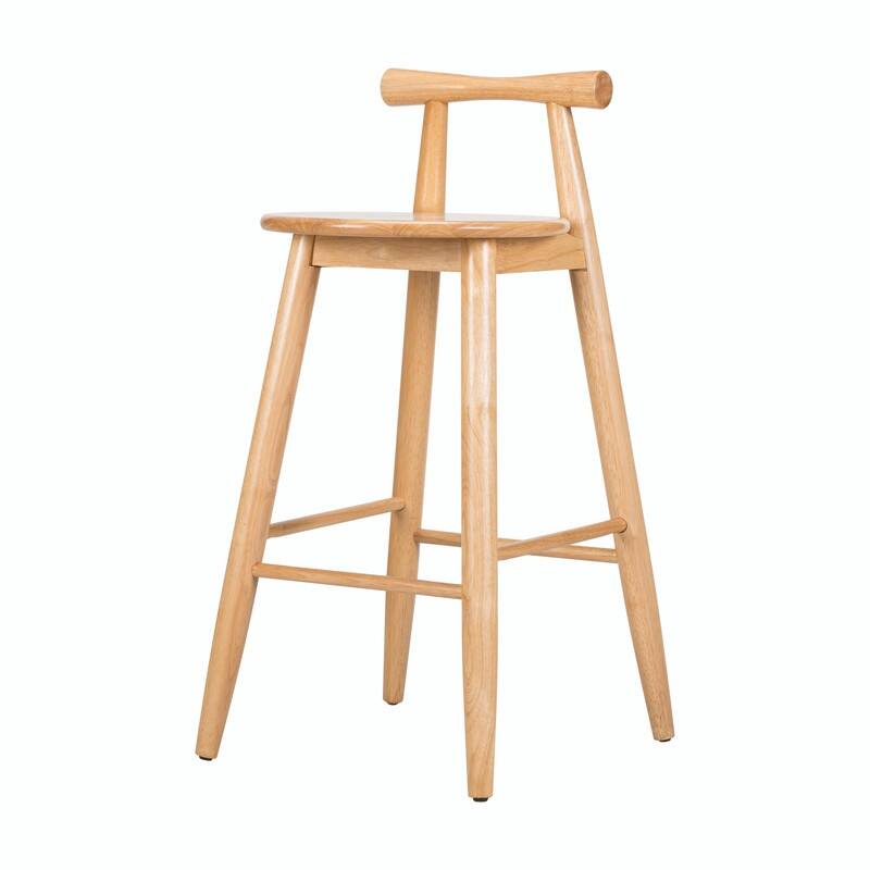 Set of 2 Indoor Rubberwood Barstools, Natural Finish