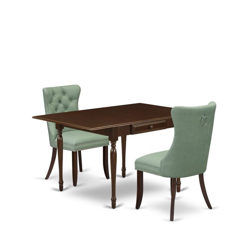 East West Furniture Dining Table Set Contains a Rectangle Kitchen Table and Parson Chairs, Mahogany (Pieces Options)