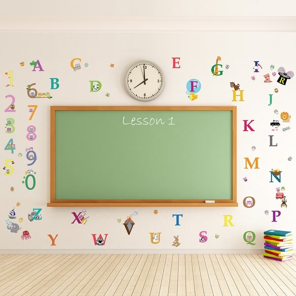 dimension image slide 1 of 3, Walplus Cute Alphabet Numbering Children Kids Wall Sticker Nursery Decor