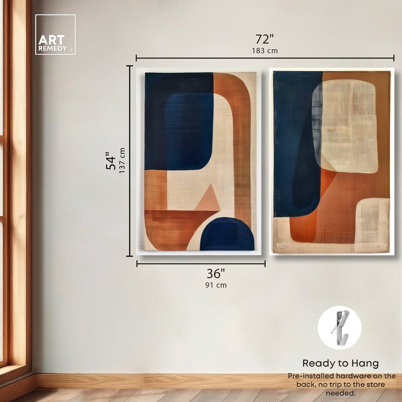 Blue Cream Set Canvas Set of 2 by Art Remedy, Gallery Wrapped