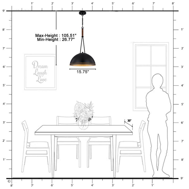 Modern Dome Pendant Light with Gold Interior Kitchen Lamp - Dia.16-in