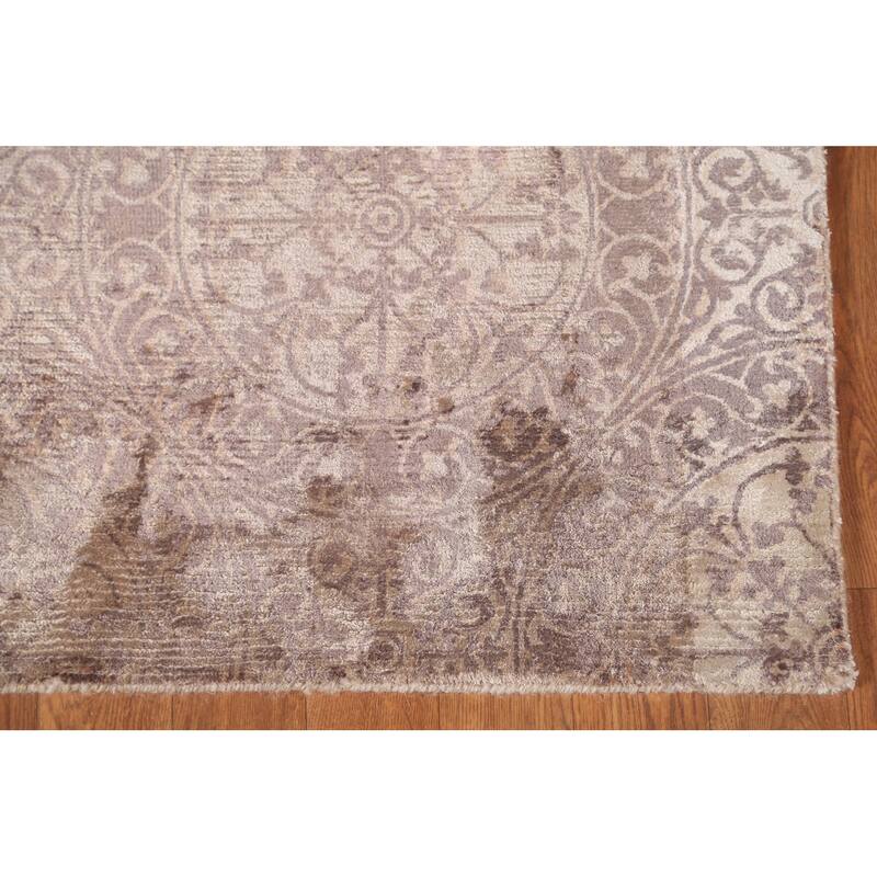 Beige Geometric Modern Oriental Accent Rug Handmade Wool Carpet - 2'1"x 3'9"