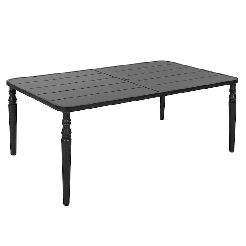 Metal Patio Dining Set with Umbrella Hole, Swivel Chairs with Cushions
