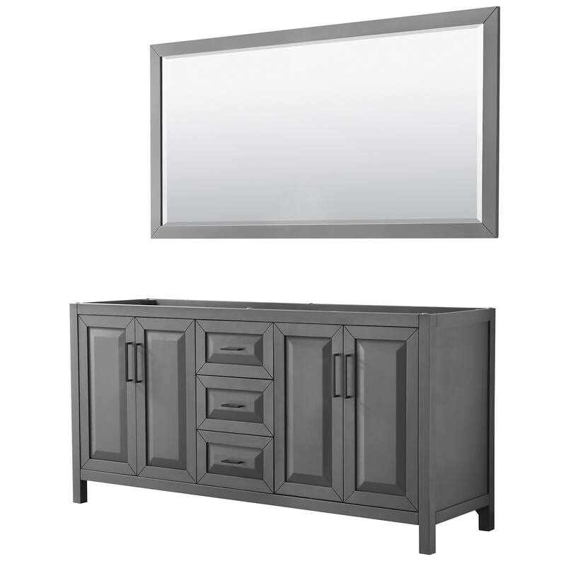 Wyndham Collection Daria 71" Double Free Standing Vanity Cabinet - - Dark Gray / Matte Black Hardware