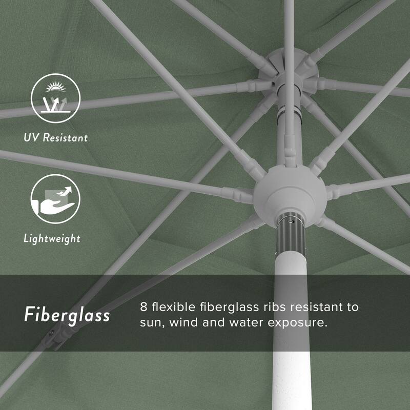 California Umbrella 11' Rd. Alum/Fiberglass Rib Patio Umb,Crank Lift/Collar Tilt, Dbl Wind Vent, White Finish, Sunbrella Fabric