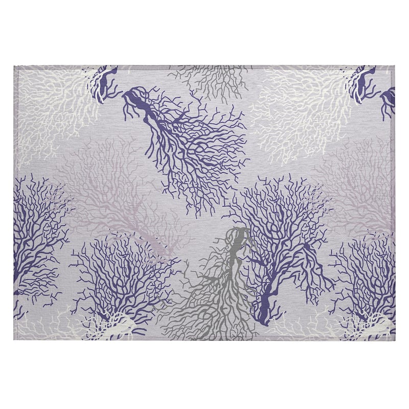 Indoor/ Outdoor Surfside Coral Rug New - Purple - 1'8" x 2'6"