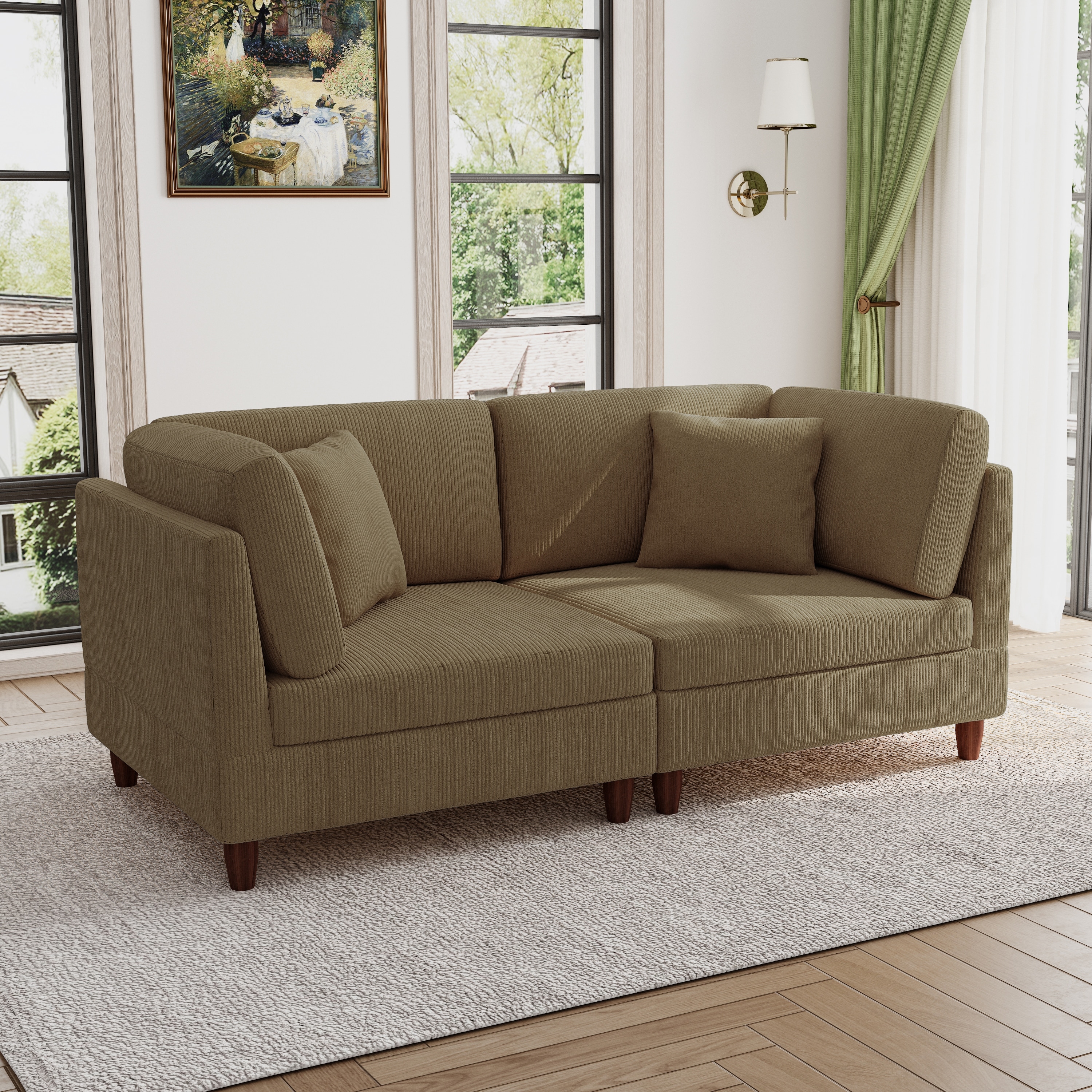 Modern Oversized Modular Corduroy Sectional Sofa Set