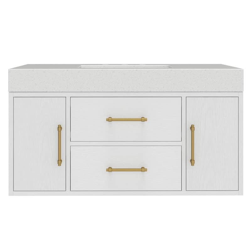 Moasis 40"/48" Wide Floating Wall Mounted Bathroom Vanity with 2 Drawers & 2 Storage Cabinet