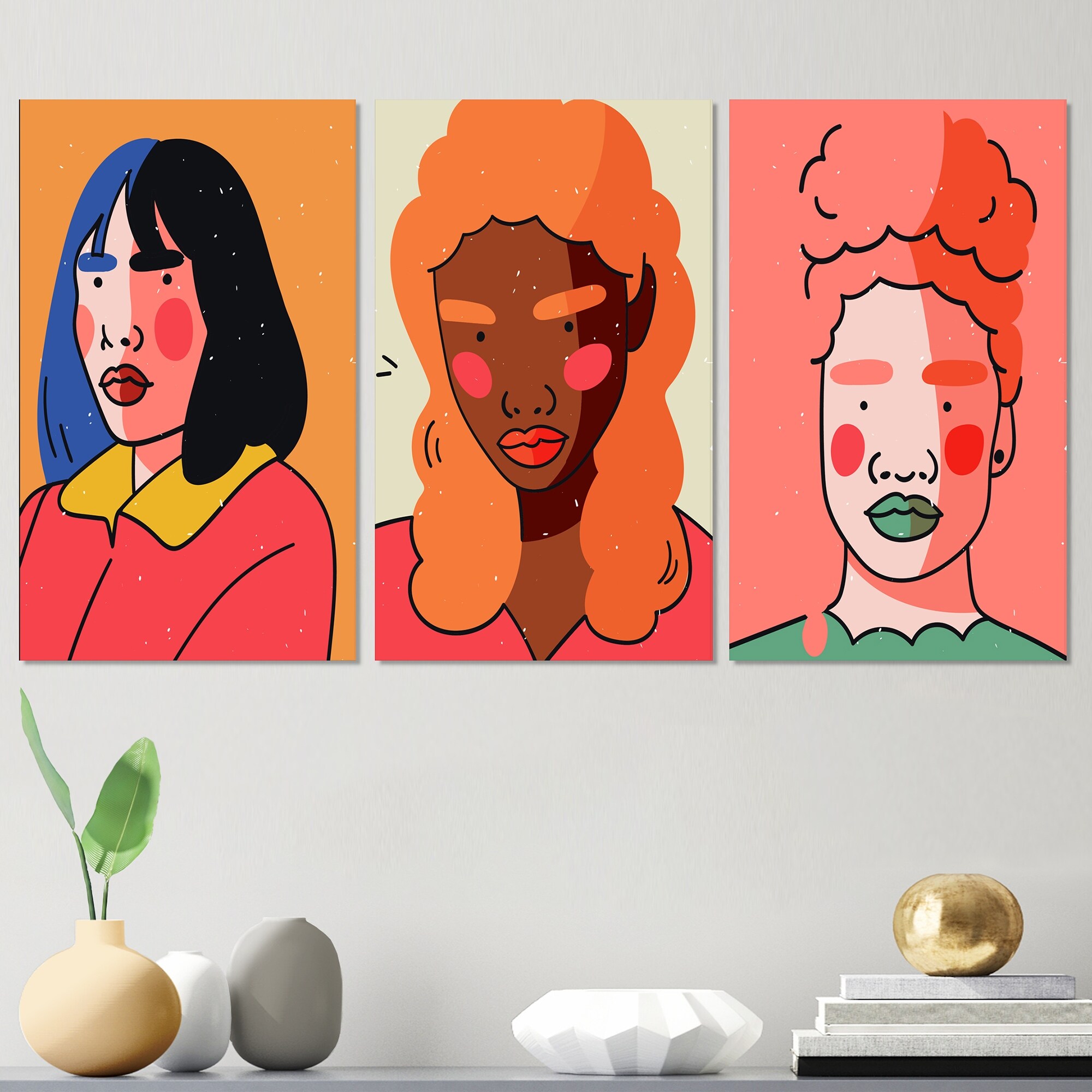 Abstract Minimal Portraits of Young Women I - Modern & Contemporary Art Print by Designart-image