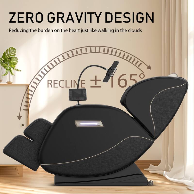 Luxury Zero Gravity Full-Body Massage Chair with Heating, Bluetooth Audio, and Foot Rollers - Home Relaxation Recliner