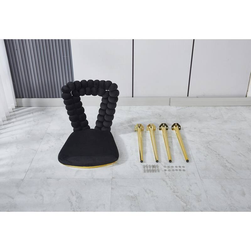 Modern Chair Set (2) with Golden Iron Tube Legs