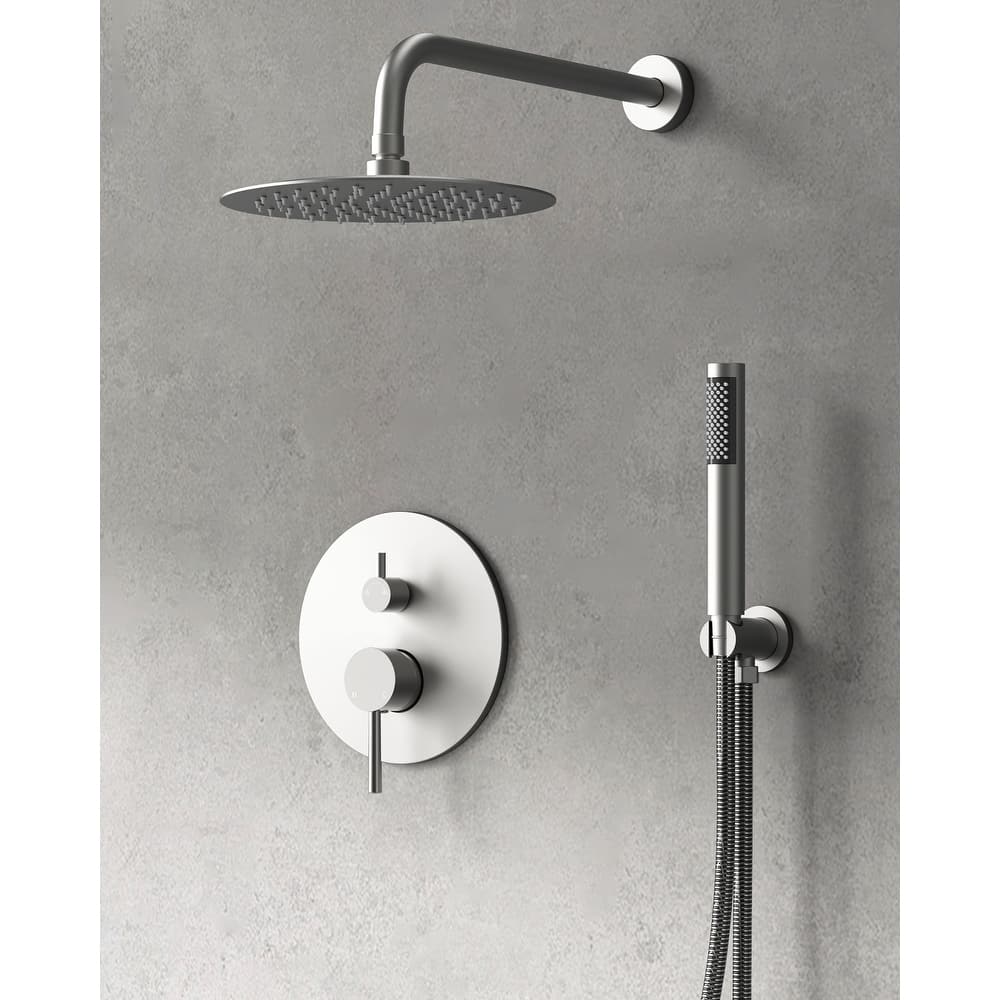 GRANDJOY Wall Mounted Shower System 10" Rainfall Shower Head with Handheld Spray