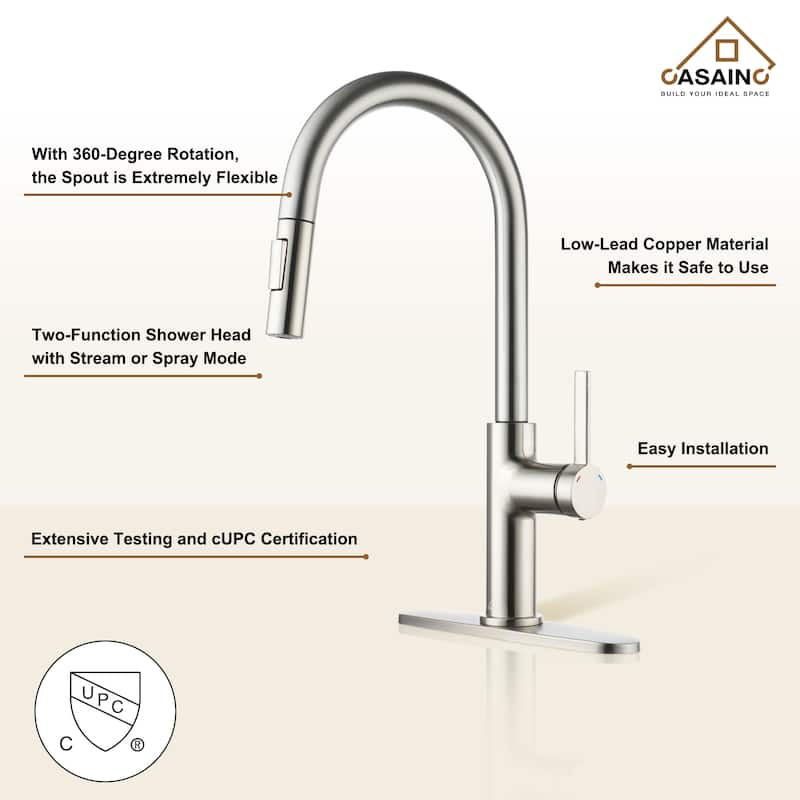 Single Handle Pull-Down Sprayer Kitchen Faucet