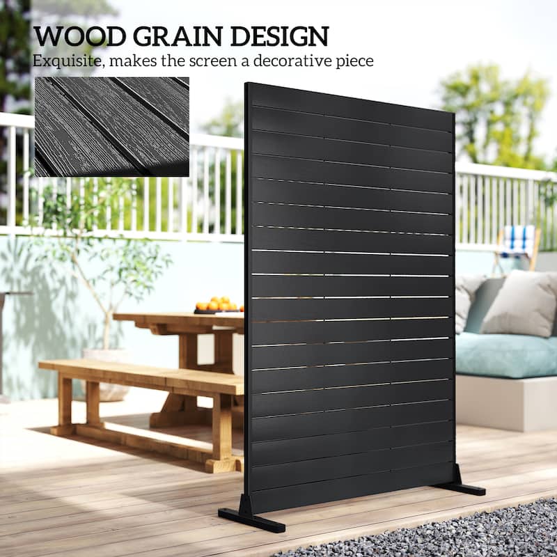 Outsunny HDPE Outdoor Privacy Screen, 47.2"W x 68.5"H Decorative Privacy Fence Screen with Stand and 6 Panels