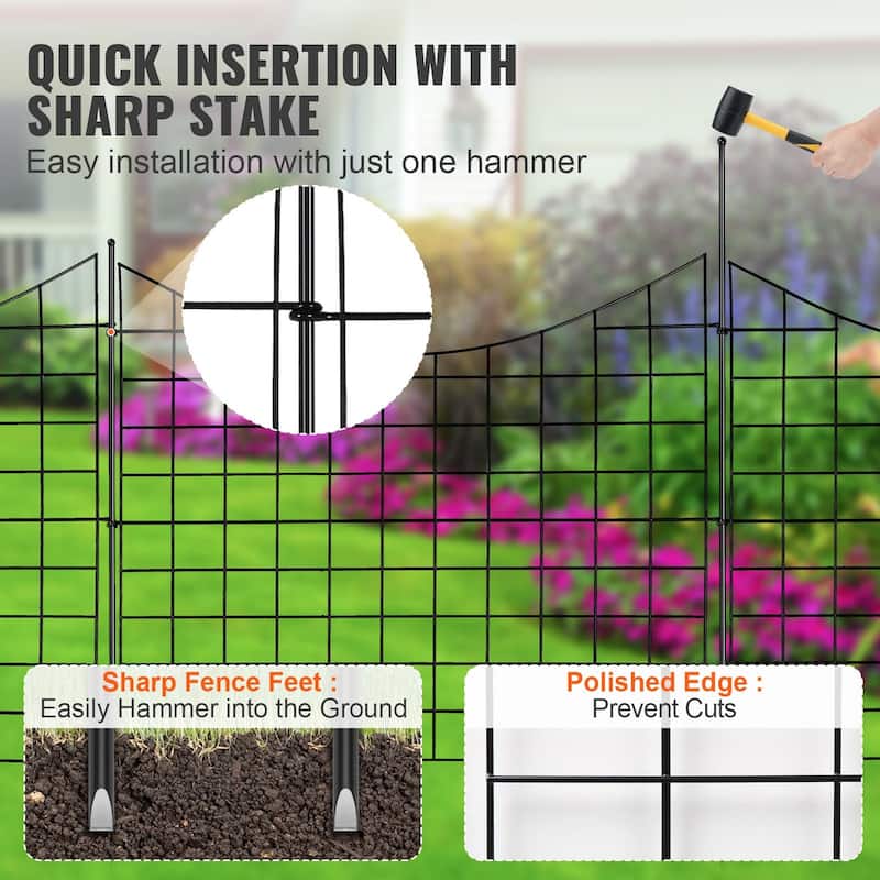 Black Animal Barrier Underground Decorative Garden Fencing with 2.5 Inch Spike Spacing - 29.5×36.6 inch