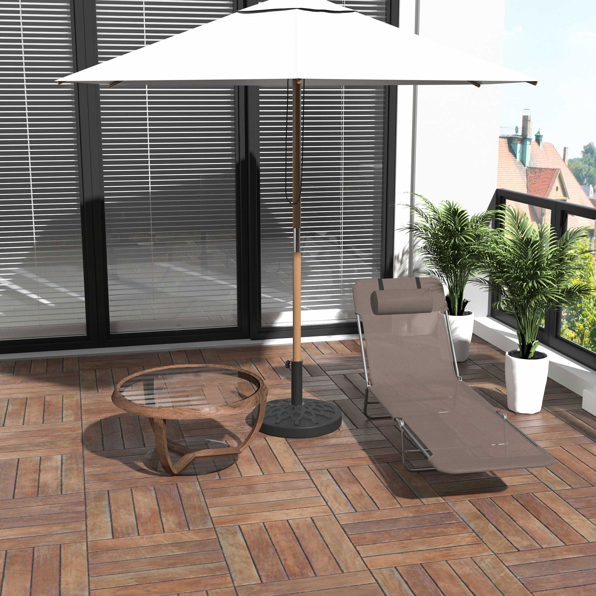 Outsunny Folding Chaise Lounge Chair, Pool Sun Tanning Chair, Outdoor Lounge Chair with 5-Position Reclining Back, Breathable