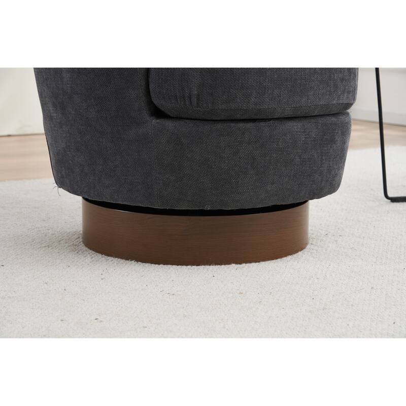Dark Grey 29.3" Upholstered Swivel Barrel Chair