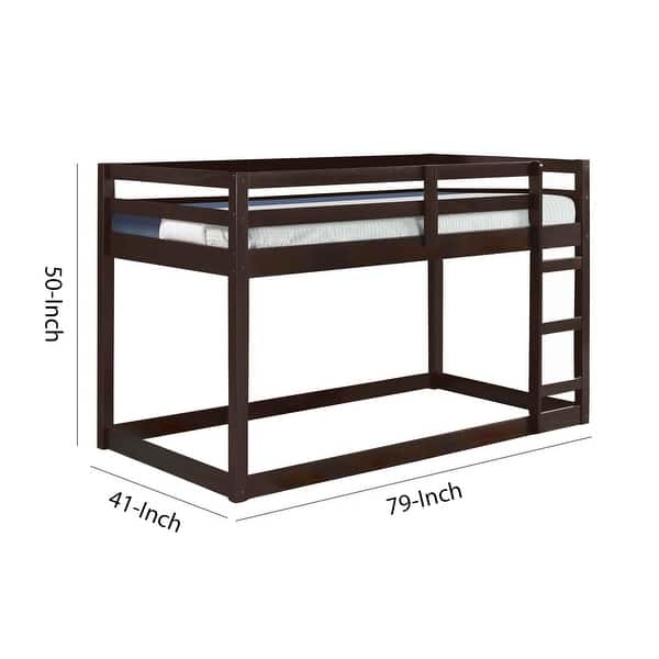 Twin Wooden Frame Loft Bed with Built In Ladder, Espresso Brown