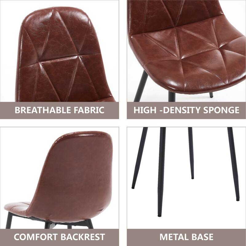 2 Piece Kitchen Dining Chairs with Upholstered Cushions, Metal Legs, High Backrest for Dining Room Kitchen Living Room Bedroom