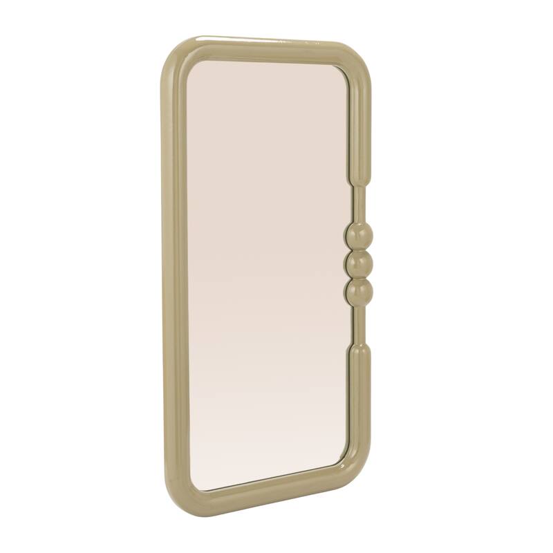 Wood Framed Wall Mirror with Detail - 18.13"L x 1.38"W x 33.88"H - Gray