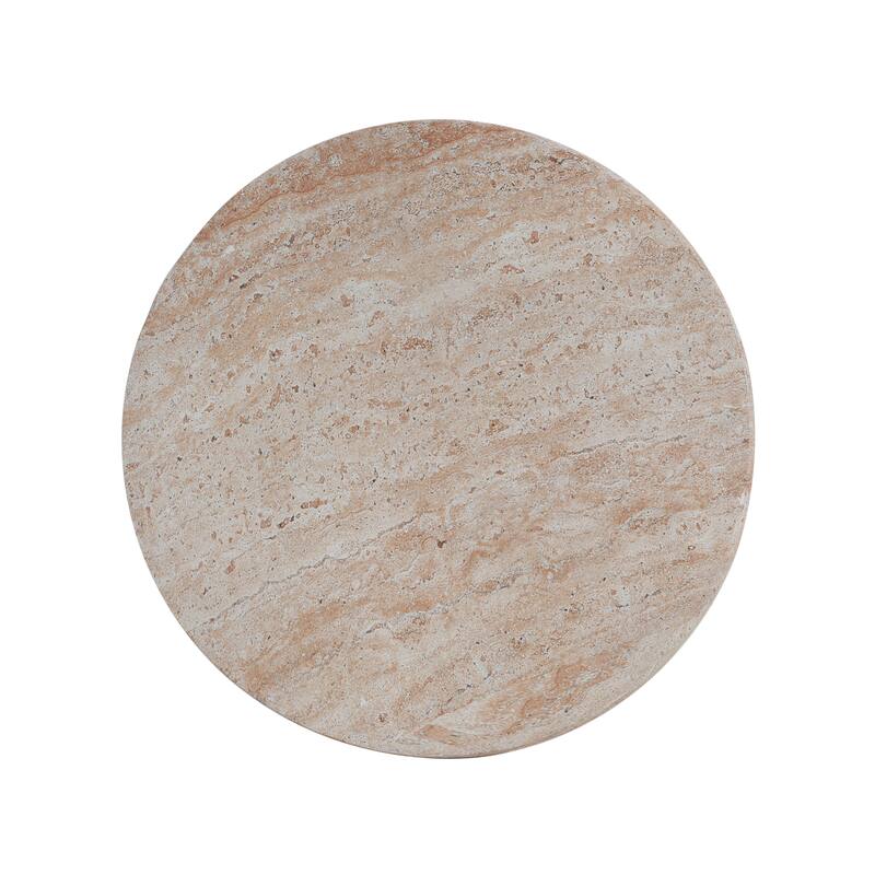 Outdoor Indoor Lightweight Concrete Side Table, Travertine Finish - 20.72