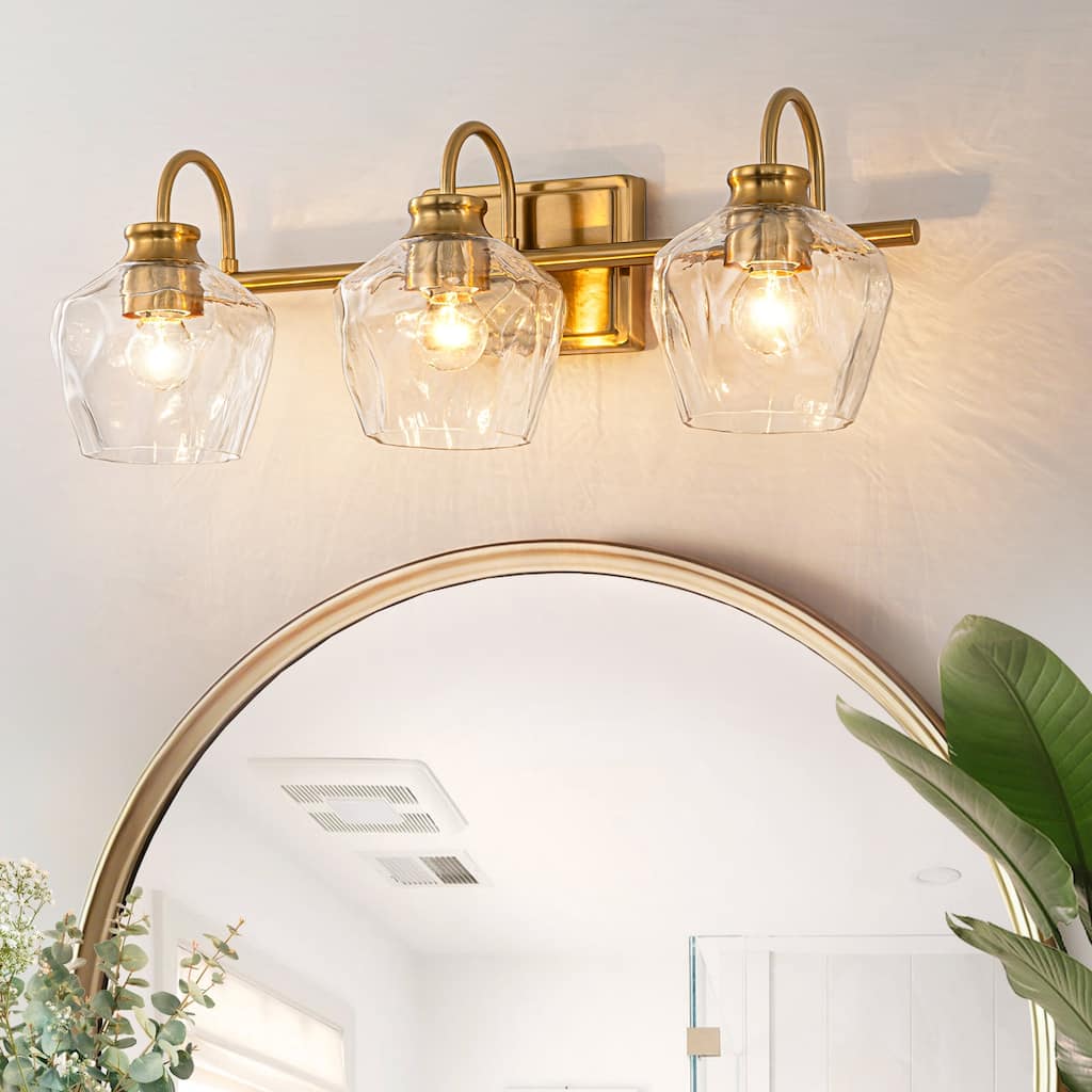 Modern 3/4-lights Bathroom Dimmable Vanity Lights Wall Sconces with Glass Shade