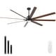 preview thumbnail 16 of 83, YUHAO 84 In. Indoor/Outdoor Modern Industrial Large Windmill Aluminum Blade Ceiling Fans With Lights, Quiet DC Motor and Remote 84 INCHES - Black | Solid Wood